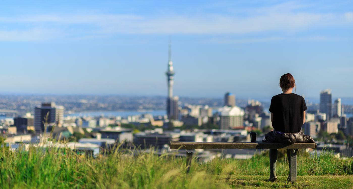 Woman overlooking Auckland